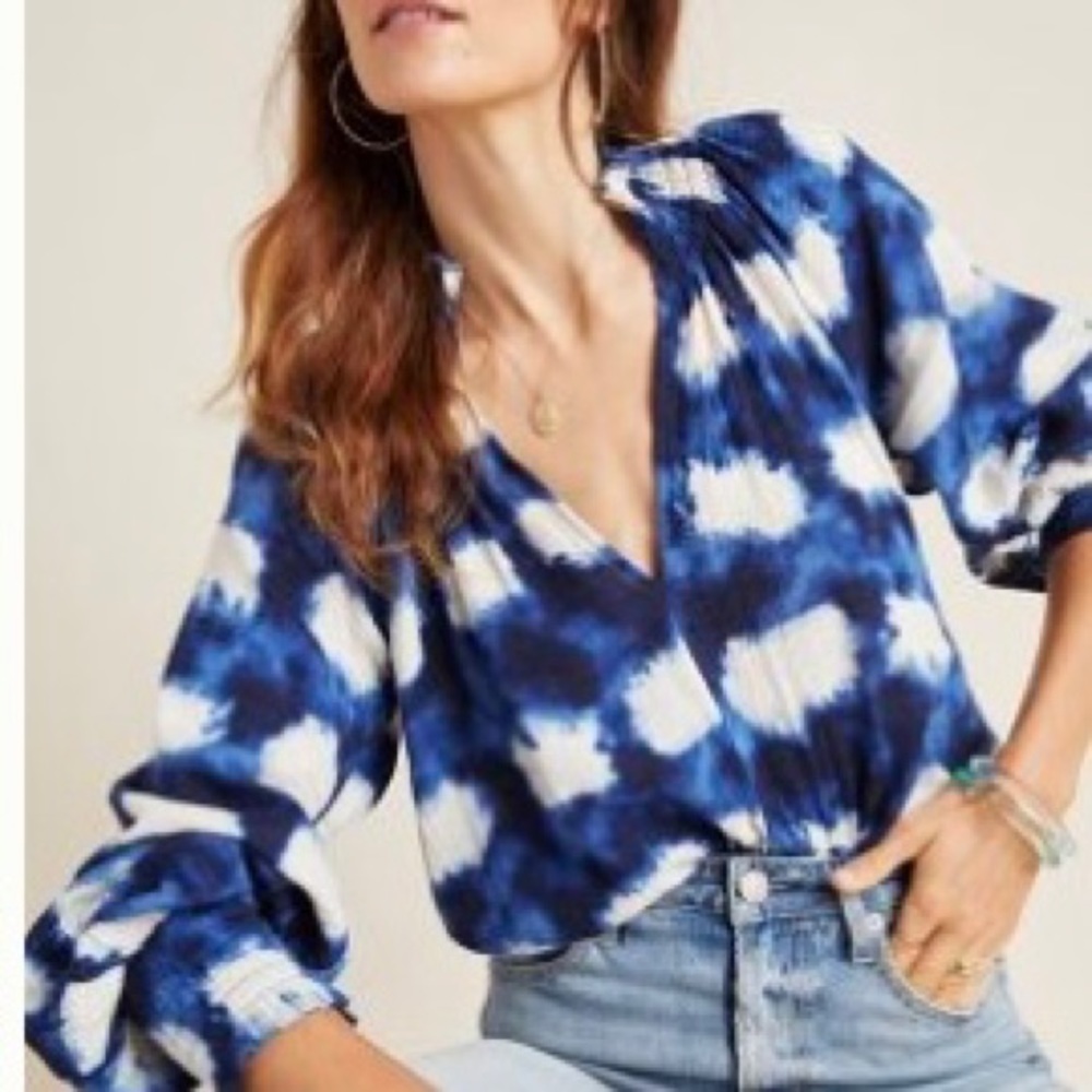 Anthropologie Porridge Ines Textured Peasant Blouse